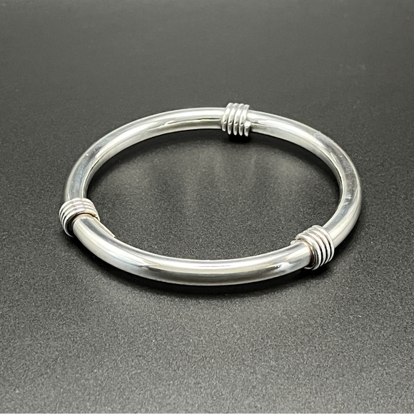 Vintage Taxco Mexico sterling silver bangle bracelet - Picture 6 of 9